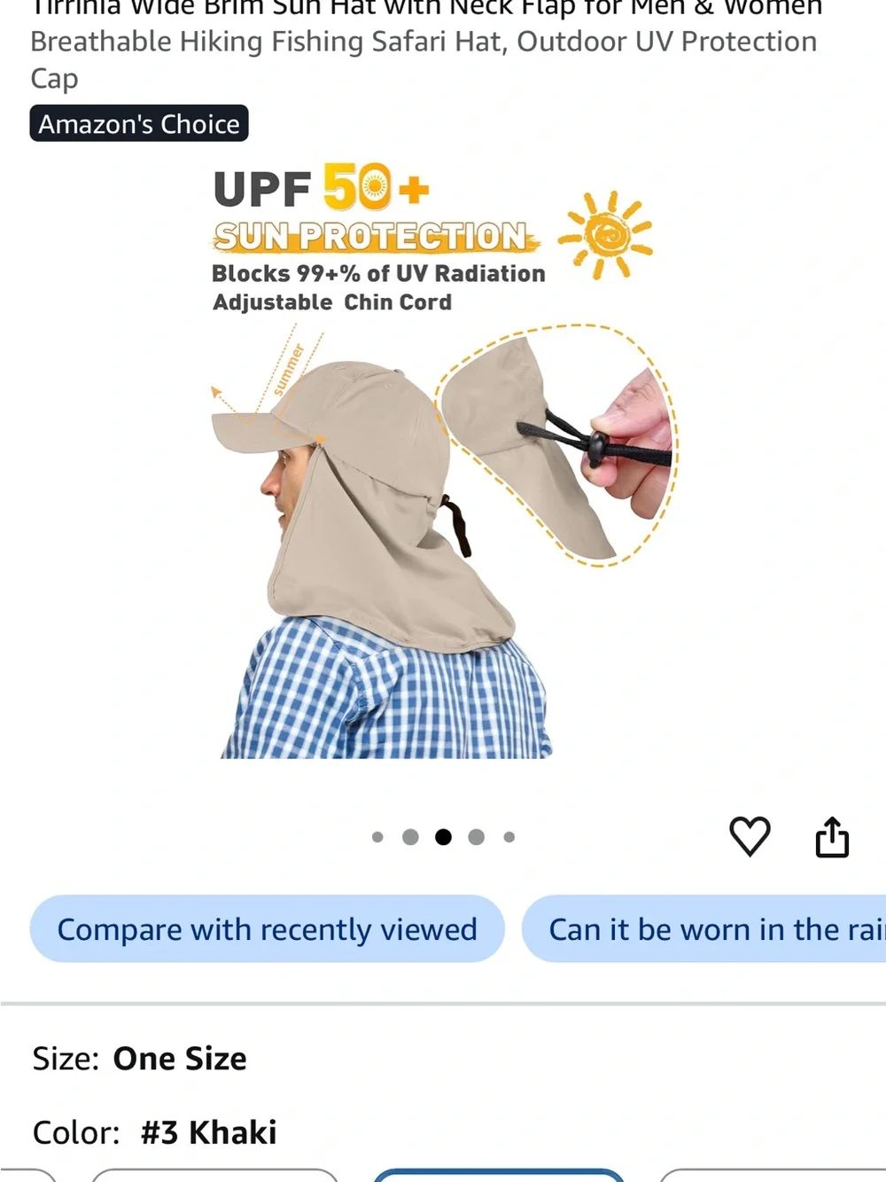 Kids Khaki Sun Hat with Neck Flap - UV Protection